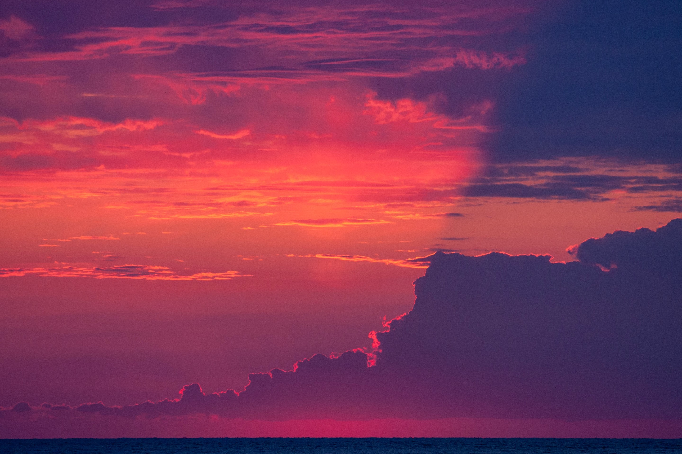 A beautiful lilac, purple, orange and red sunset over the Mediterranean Sea — Monte Carlo, Monaco