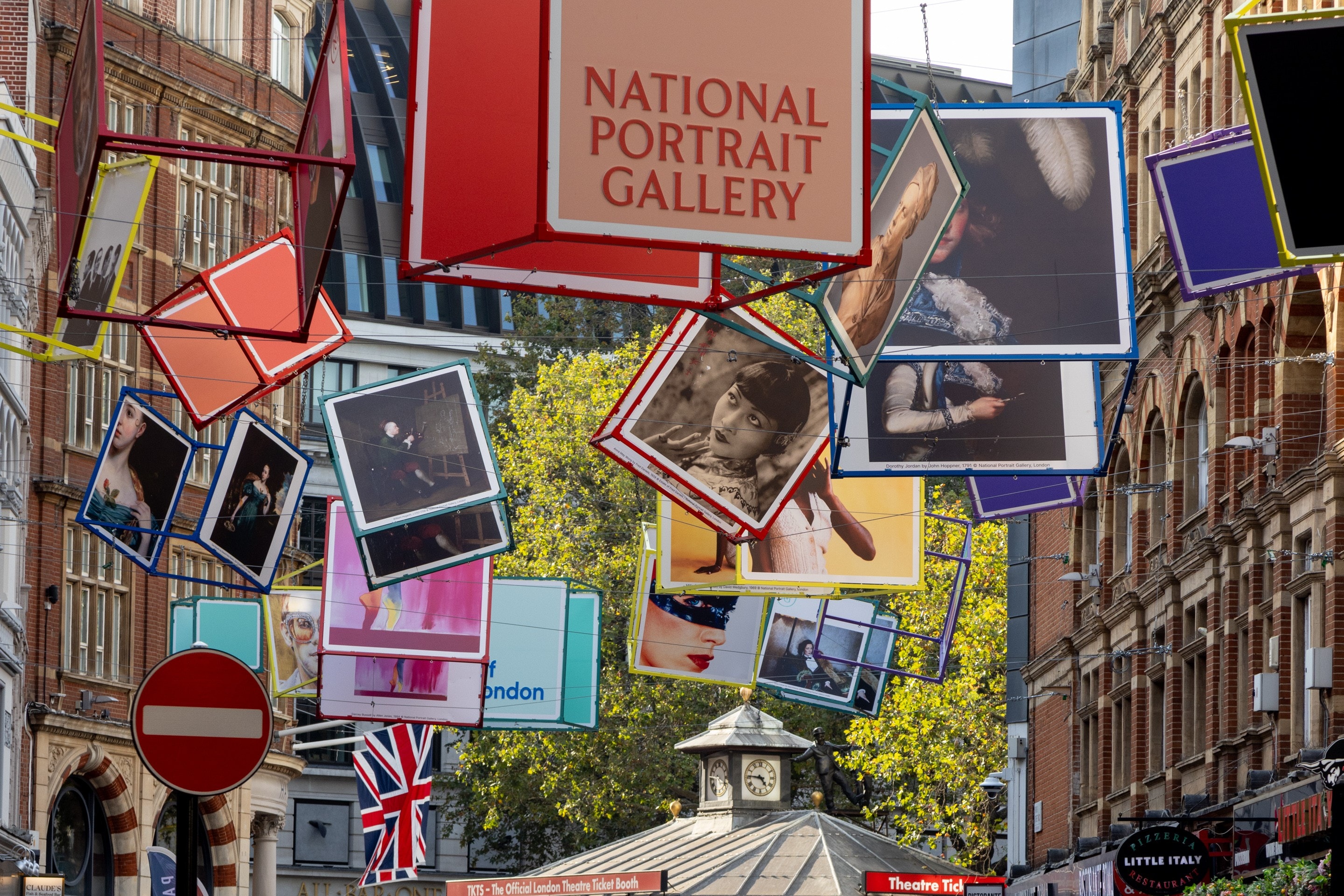 Street installations around central London to mark the re-opening of the National Portrait Gallery, Leceister Square, London, UK