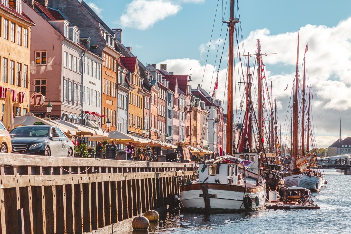 Early morning hues and shadows from Nyhavn Harbour. Copenhagen, Denmark.