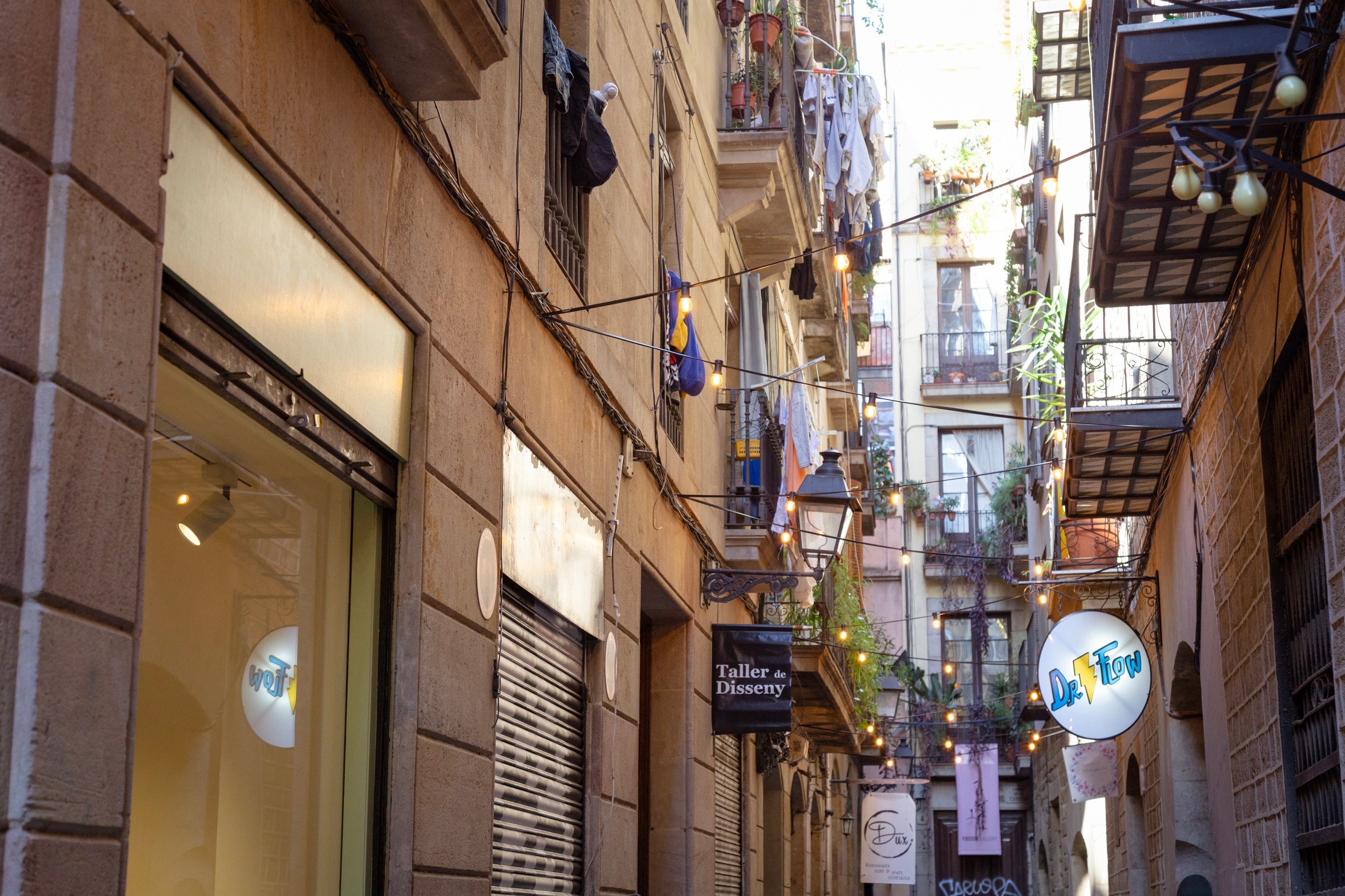 Old shopping street in Barcelona