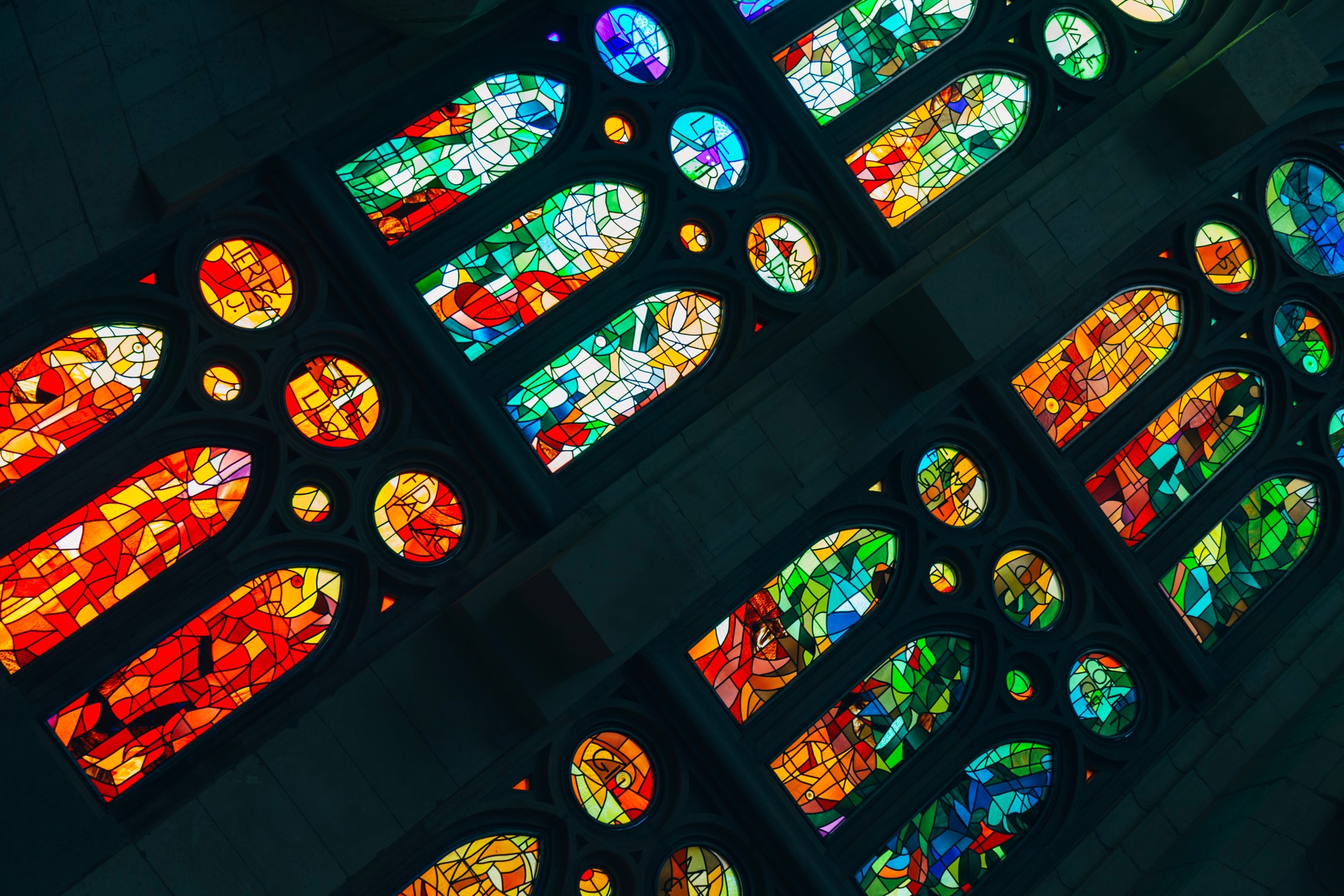 Stained glass windows. La Sagrada Famila.