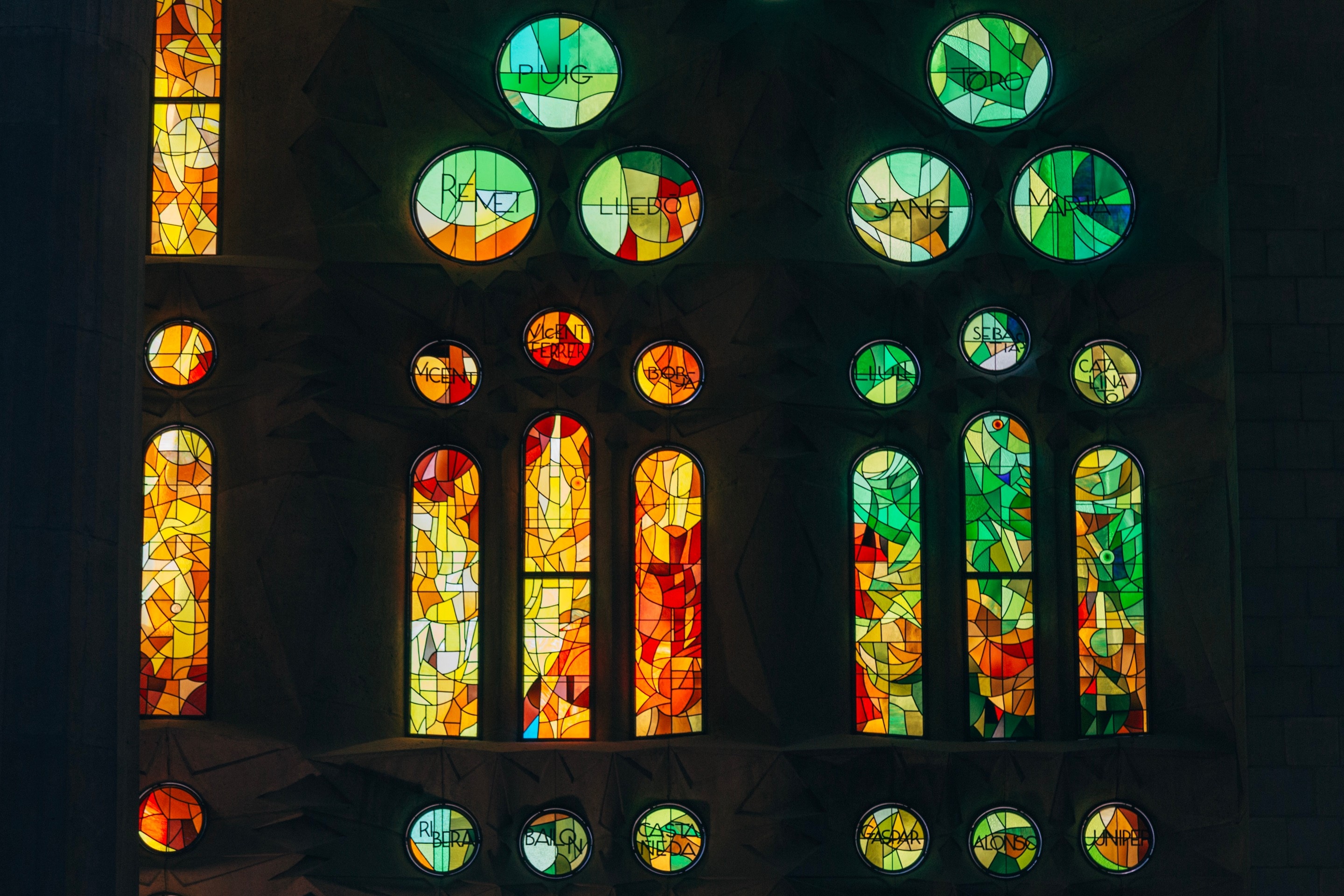 Stained glass windows. La Sagrada Famila.