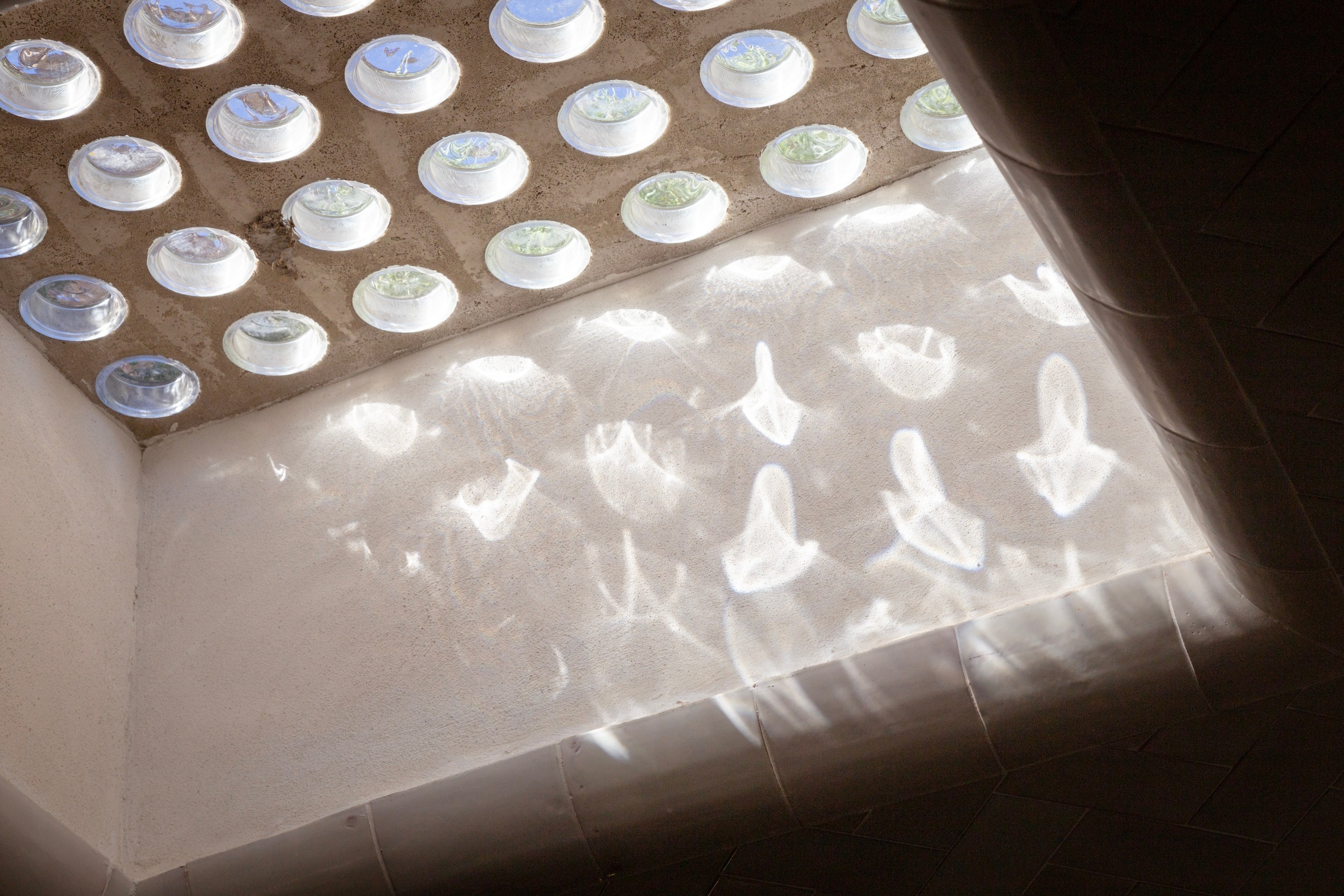 Light patterns reflecting on a floor skylight at The Hospital de la Santa Creu i Sant Pau, Barcelona.