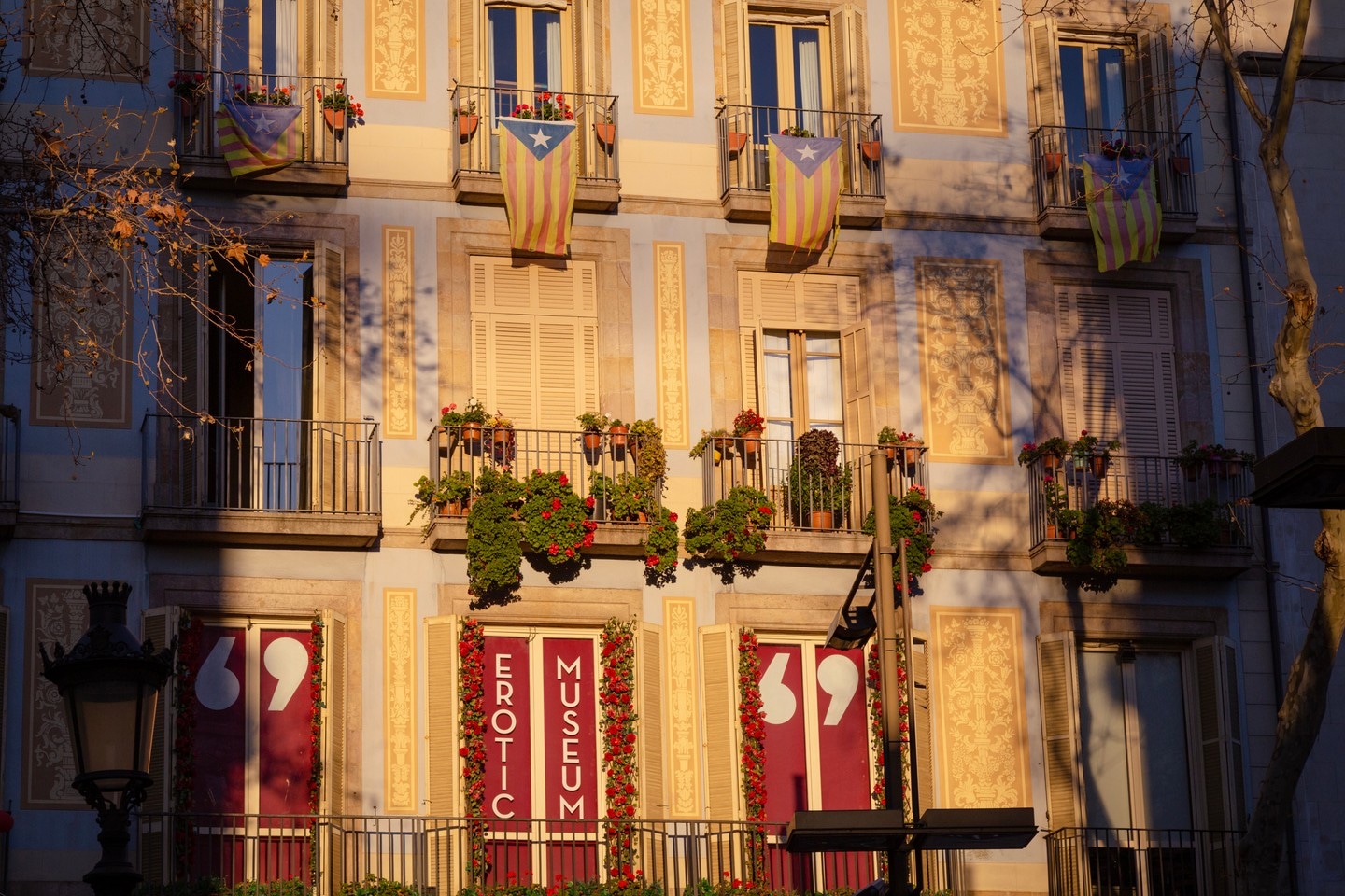 A streak of sunshine illuminating the Museum of Erotica in Barcelona.