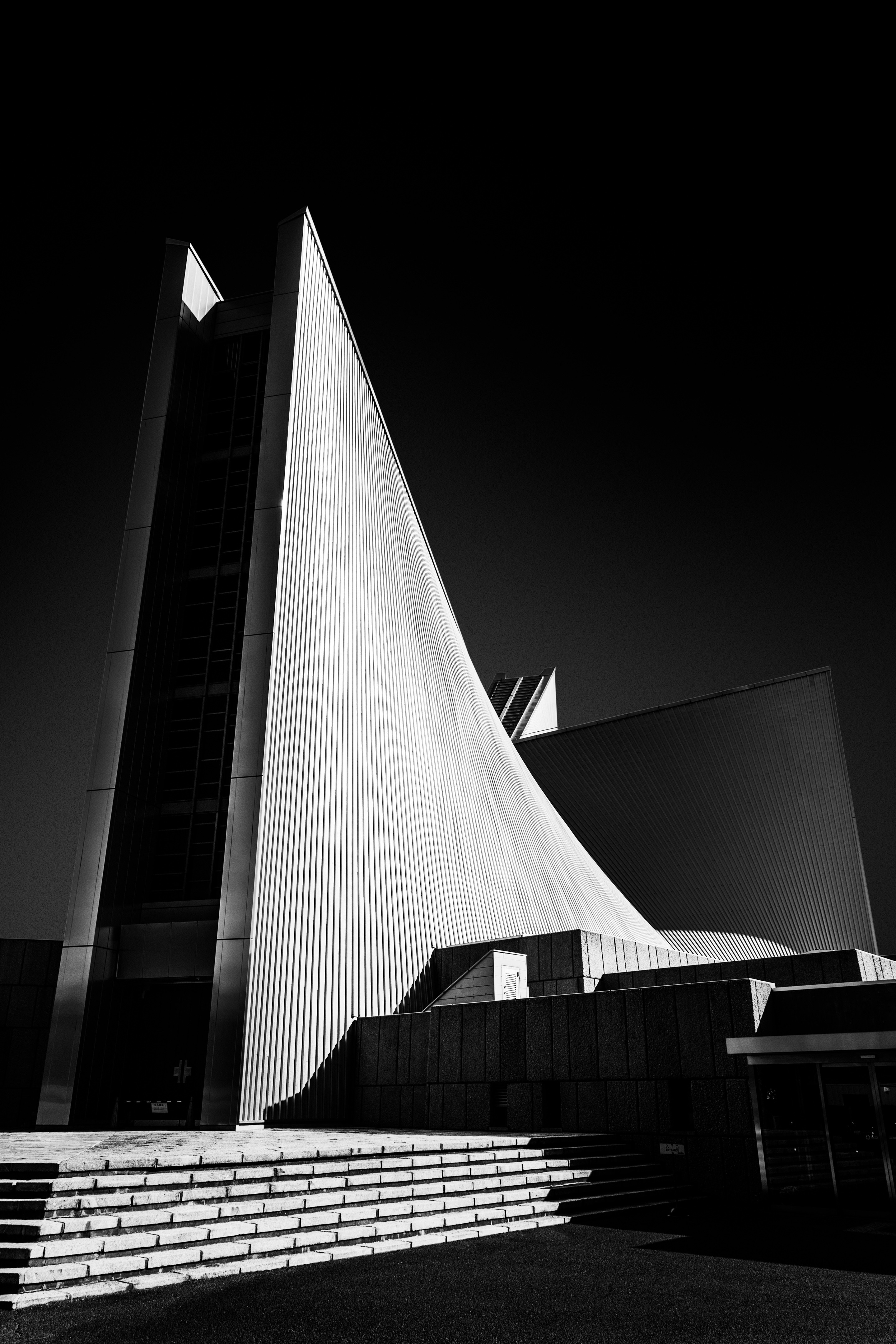 FIne Art black and white photo of St Mary's Church in Tokyo, Japan