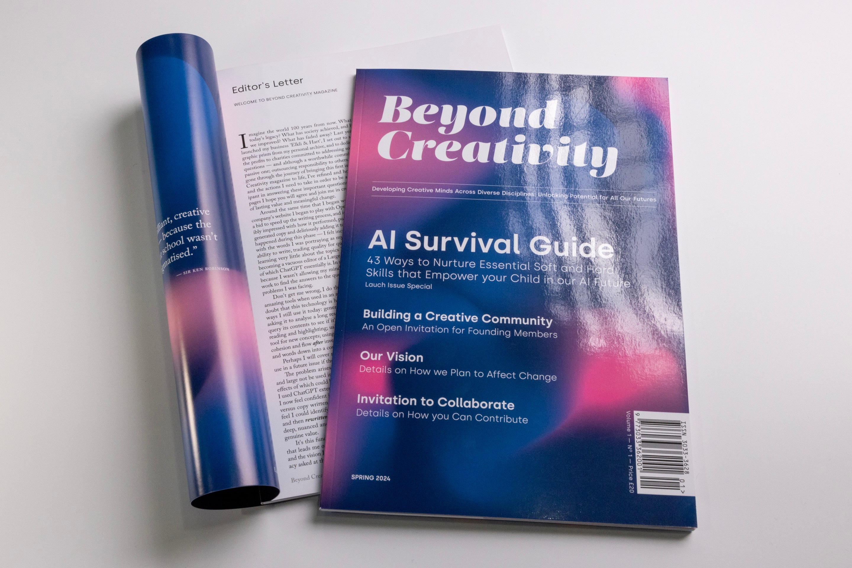 Beyond Creativity Magazine Vol.01 No.01 — Landscape cover with editors letter underneath