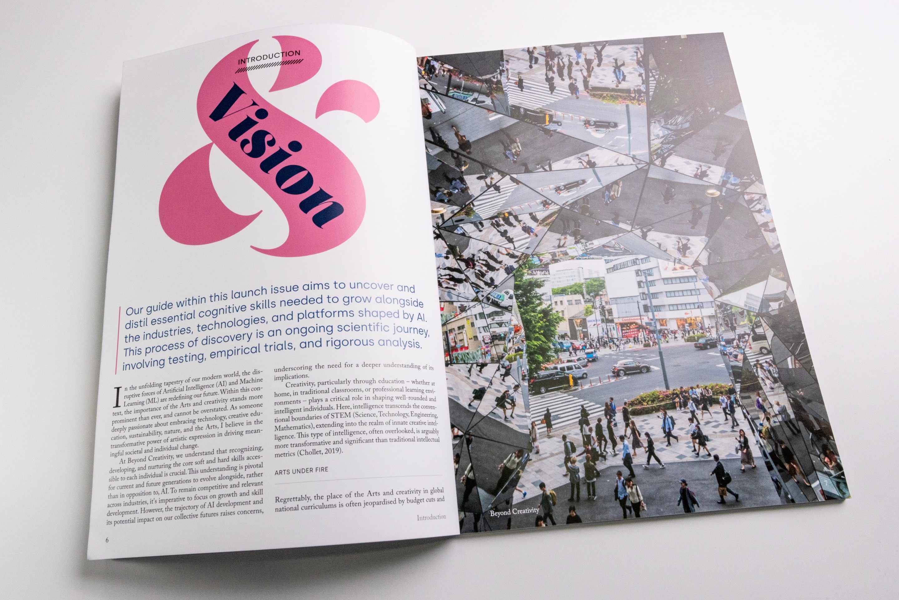 Beyond Creativity Magazine Vol.01 No.01 — Landscape spread introduction and vision