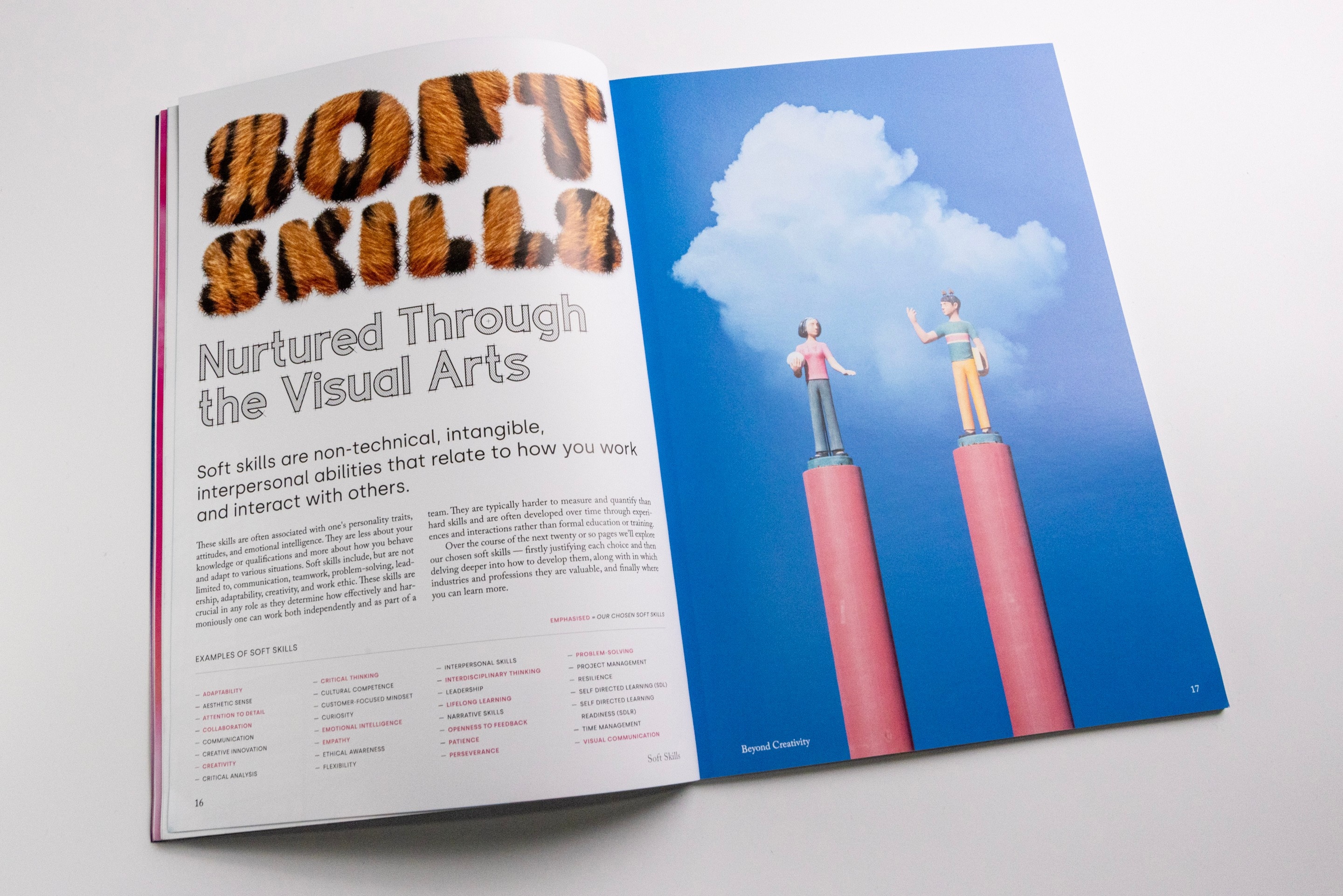 Beyond Creativity Magazine Vol.01 No.01 — Landscape spread soft skills intro