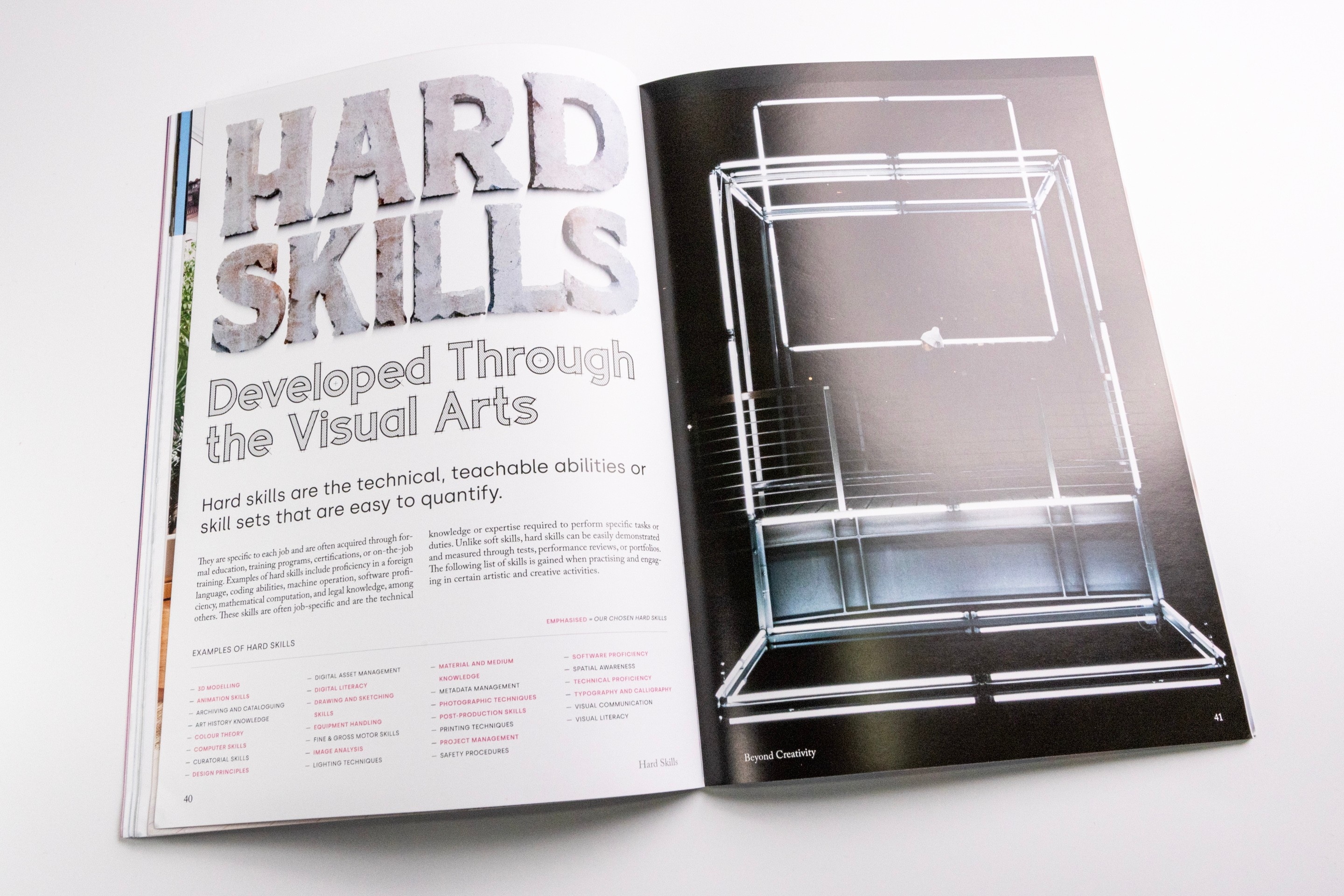 Beyond Creativity Magazine Vol.01 No.01 — Landscape spread hard skills introduction