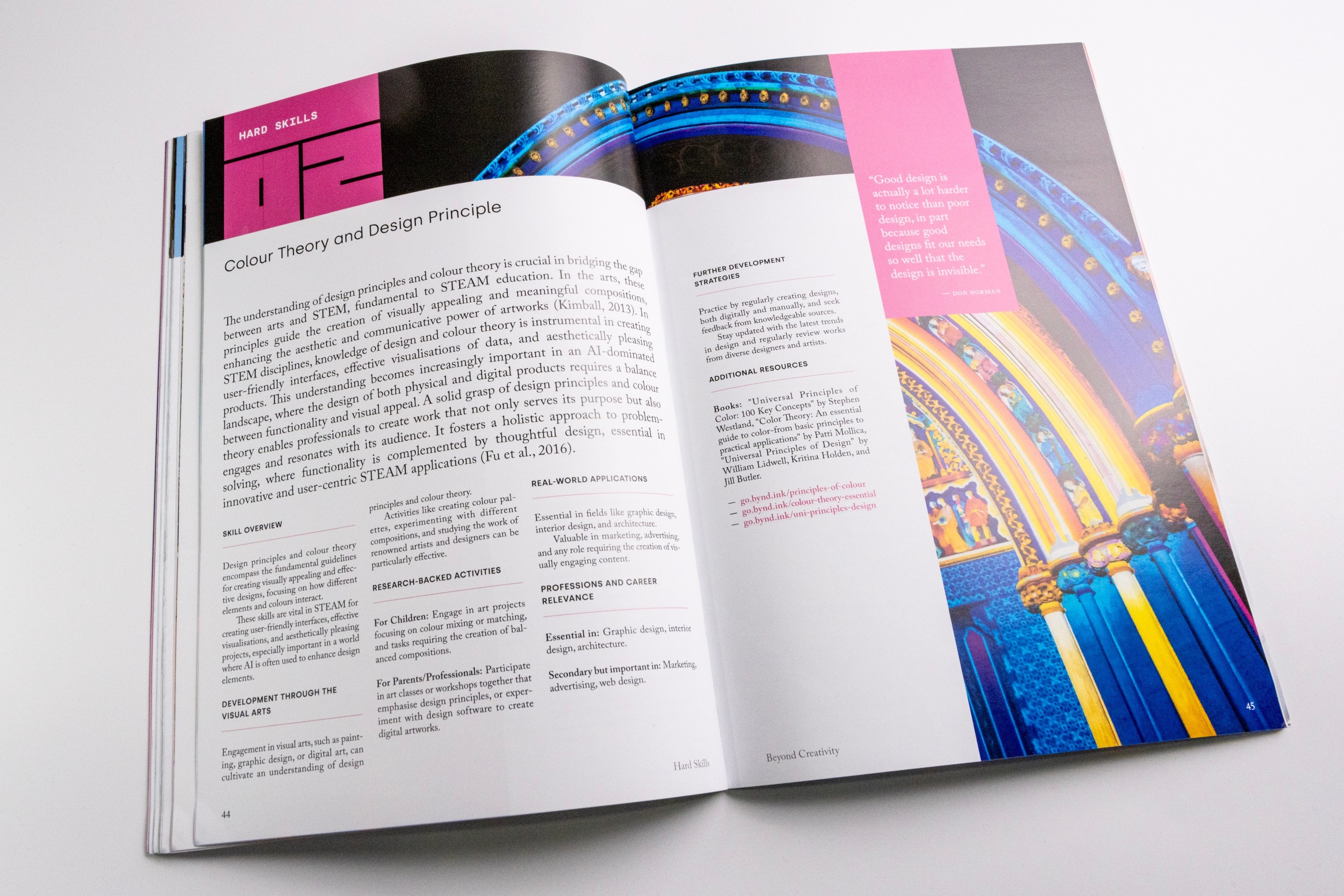 Beyond Creativity Magazine Vol.01 No.01 — Landscape spread hard skills colour theory