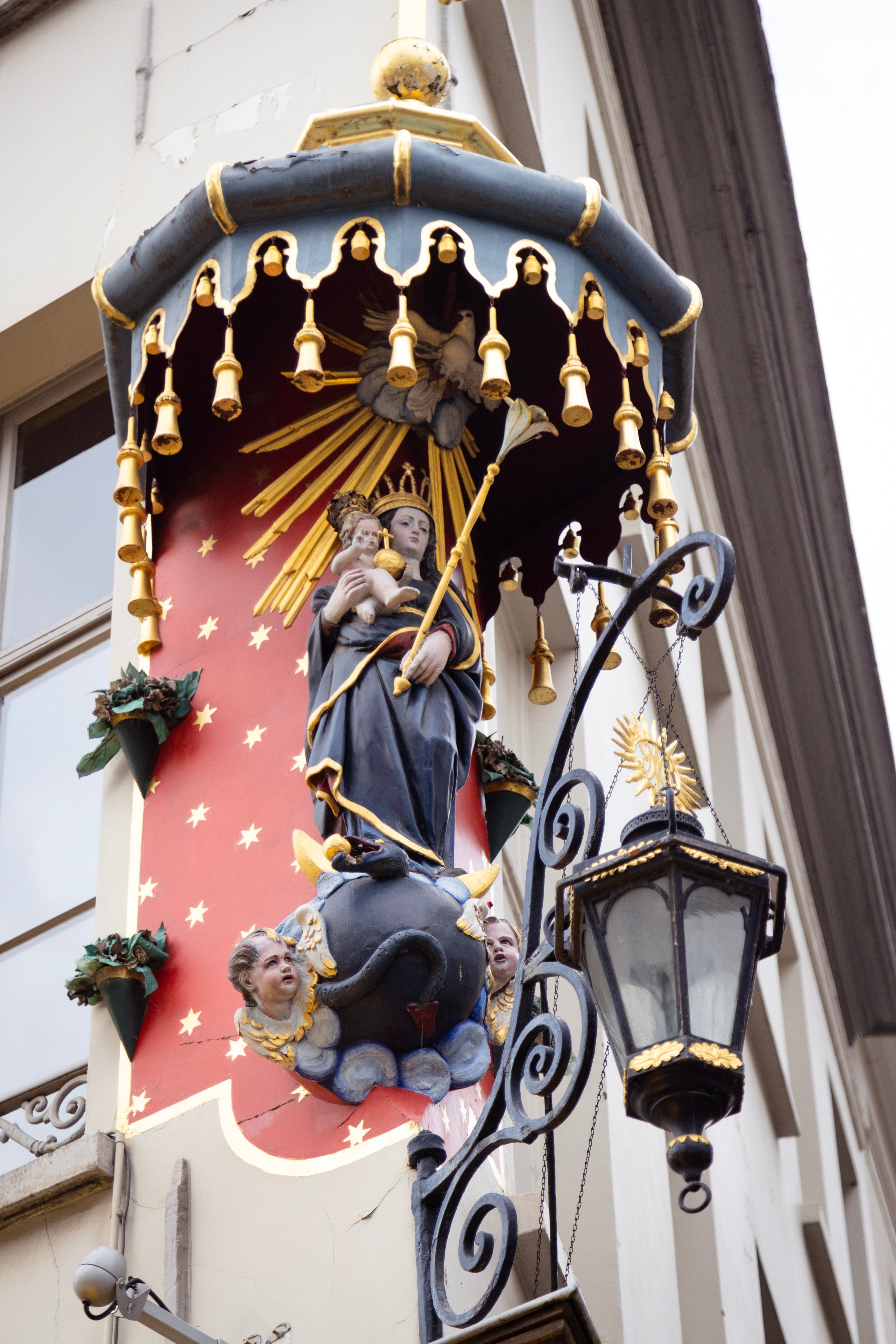 One of the many 'Corner Marys' — statues that decorate the corners of many of the building in and around the centre of Antwerp City, Belgium