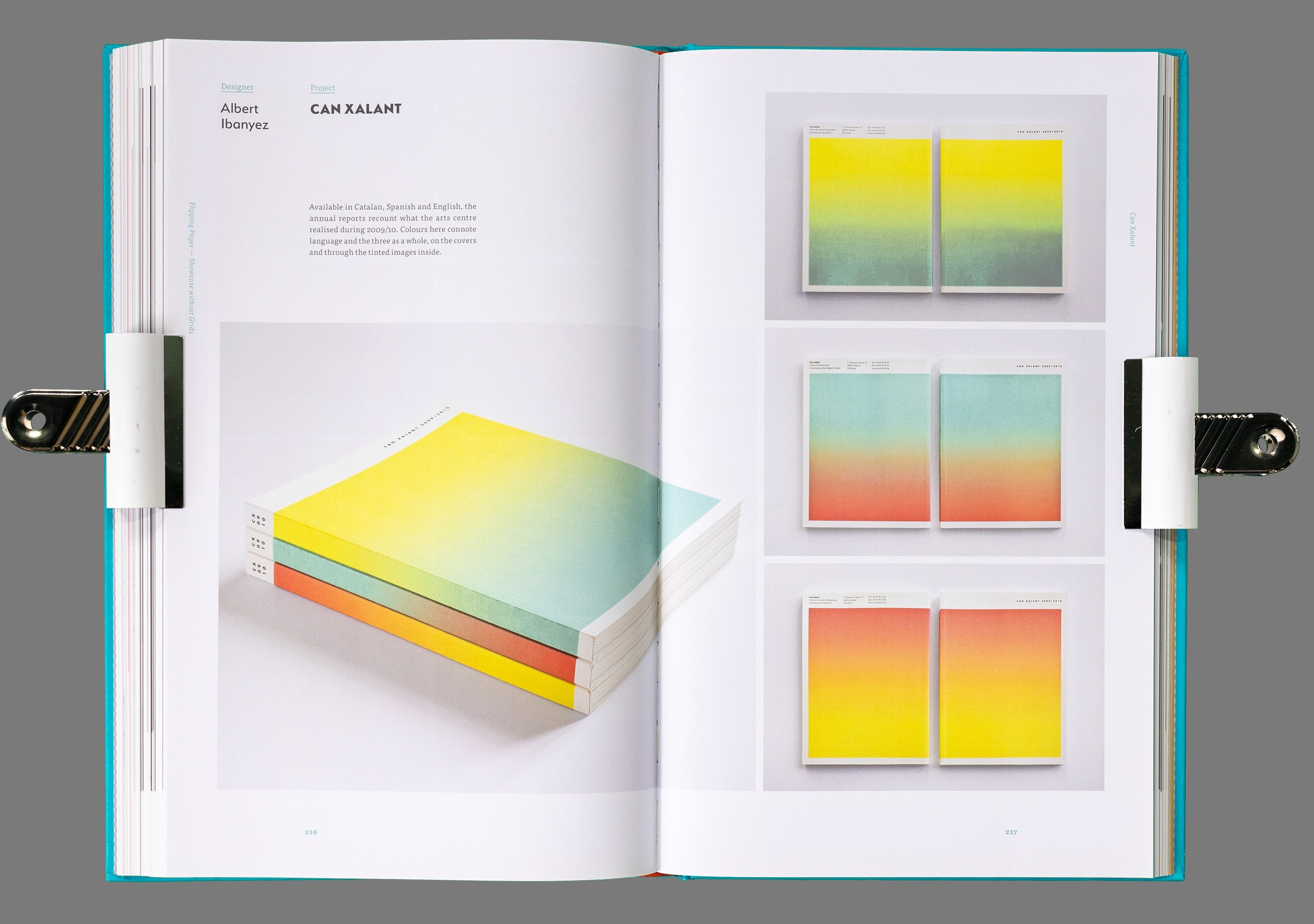 Photo of pages 216-217 from the book "Flipping Pages — Details in Editorial and Page Layout Design by Huang Weiming"