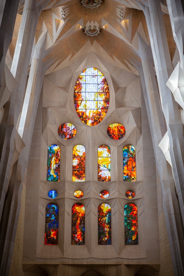 Stained glass windows. La Sagrada Famila.